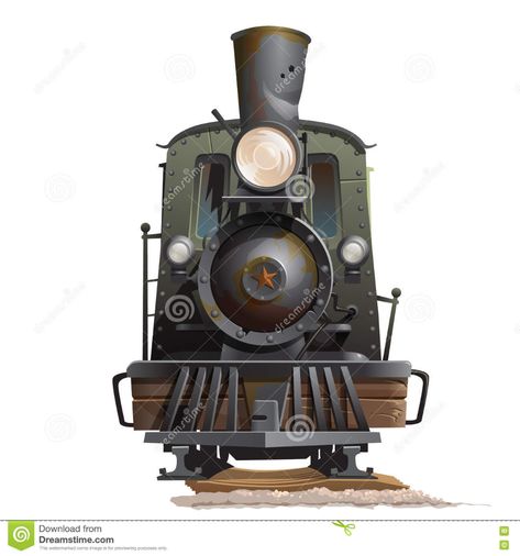 Train Locomotive, Front View. Vintage Transport Stock Vector - Illustration of railroad, retro: 73423381 Village Scene Drawing, Train Drawing, Train Illustration, Logo Travel, Illustration Travel, Scene Drawing, Illustration Love, Old Train, Village Scene