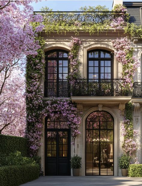 France Home Decor, Vine House Exterior, France House Interior, Elegant House Aesthetic, Aesthetic House Design Exterior, Elegant Spring Aesthetic, French Vineyard Aesthetic, Houses With Vines, Elegant Rich Aesthetic