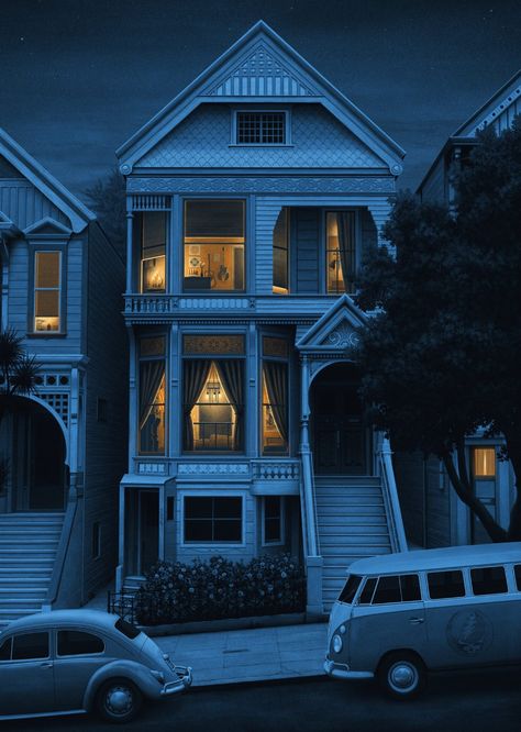 Wild Animals Occupy Suburban Nights in Nicholas Moegly’s Mysterious Illustrations | Colossal Autumn Banner, Painted Houses, Anime Places, Suburban House, Escape Plan, Colossal Art, Liminal Spaces, Dark Pictures, Go To Movies