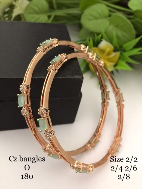 Simple Gold Bangle, Cz Bangles, Bangles Collection, Stone Jewellery Designs, Glamour Jewelry, Hand Chain Jewelry, Gold Bangles For Women, Diamond Bracelet Design, Gold Bangle Set