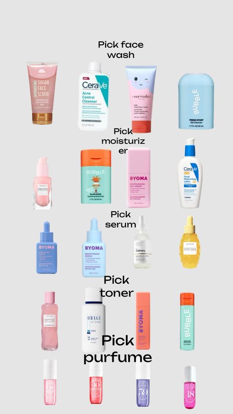 #pick your skincare routine ❤️ The Perfect Skincare Routine, Must Have Skincare Products, Skincare Products For Beginners, Oily Skin Skincare Routine, Skincare Tutorial, Good Skincare Routine, Skincare Recommendations, Dry Skin Routine, Sugar Scrub For Face