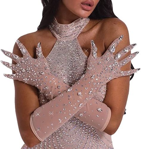 Crystal Gloves, Beyonce World Tour, Rhinestone Fishnets, Glitter Fashion, Dance Stage, Gloves Women, Opera Gloves, Different Skin Tones, Halloween Costume Accessories