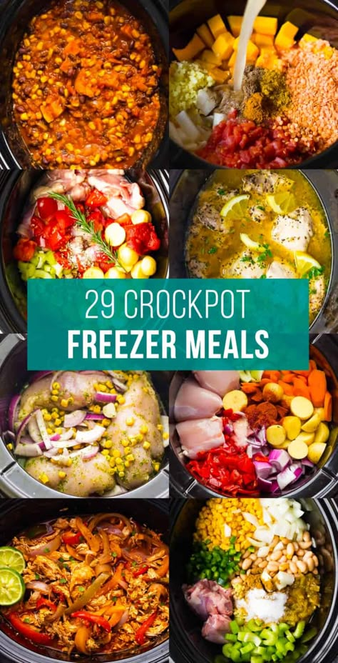 Budget Crockpot Freezer Meals, Healthy Freezer Dump Meals Crock Pot, Frozen Prep Crockpot Meals, Dump And Cook Crockpot Meals, Crockpot Frozen Recipes, Frozen Individual Meal Prep, Freezer Meals Crockpot Healthy, Freezable Crockpot Meals, Prepared Frozen Crockpot Meals