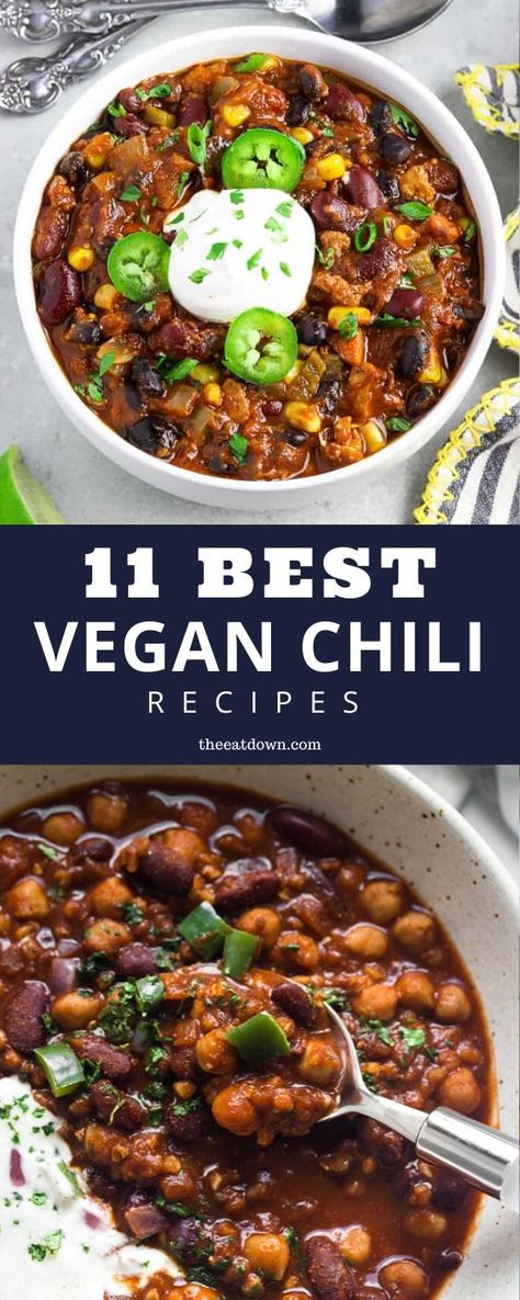 Vegan Chili Recipes, Chili Meals, Best Vegan Chili, Vegan Chili Recipe, Hearty Chili, Chili Recipe Crockpot, Easy Chili, Chili Recipe Easy, Vegan Chili