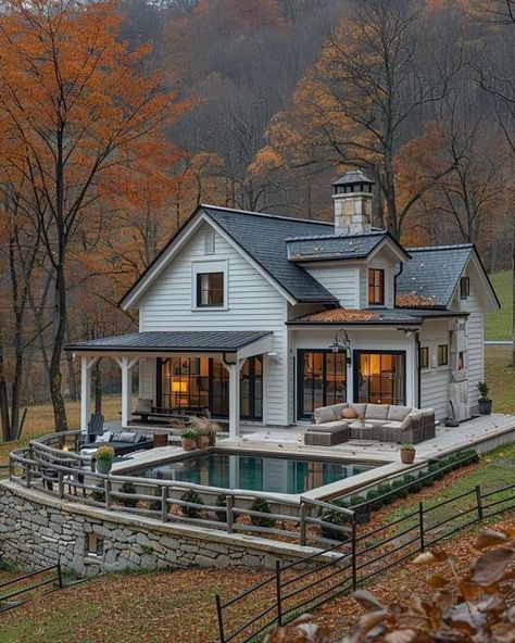 alpine_manor Cottage Tiny House, Rural Architecture, Farmhouse Exterior Design, Dream Farm, Barn Style House Plans, A Frame House Plans, Tiny House Floor Plans, Tiny House Cabin, House Plans Farmhouse