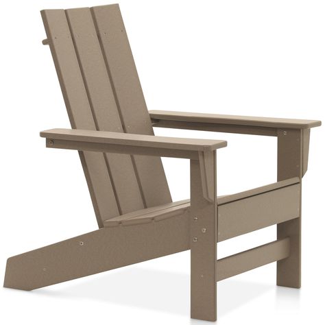 The Aria Modern Adirondack Chair is designed with contemporary simplicity, modern edges, and clean lines. Current in form and environmentally aware, this chair is crafted with Green Circle Certified, 95% recycled high-density polyethylene (HDPE), creating an all-weather design solution for your outdoor lifestyle. The sleek style is finished off with durable, stainless steel fasteners designed to endure the elements. DuroGreen Aria Weathered Wood Plastic Frame Stationary Adirondack Chair(s) with Modern Adirondack Chair, Wood Adirondack Chairs, Modern Adirondack, Folding Adirondack Chairs, Plastic Adirondack Chairs, Outdoor Setting, Chair Types, Adirondack Chairs, Weathered Wood