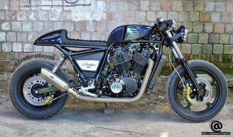 Cool custom Honda Shadow VT1100 Cafe Racer built by Stefan van der Riet of Raw Metal Racers. Check out this cool custom cafe racer. Custom Honda Shadow, Honda Shadow 1100, Honda Wing, Shadow Bobber, Ducati Monster Custom, Shadow Spirit, Cafe Racer Seat, Shadow Logo, Honda 750