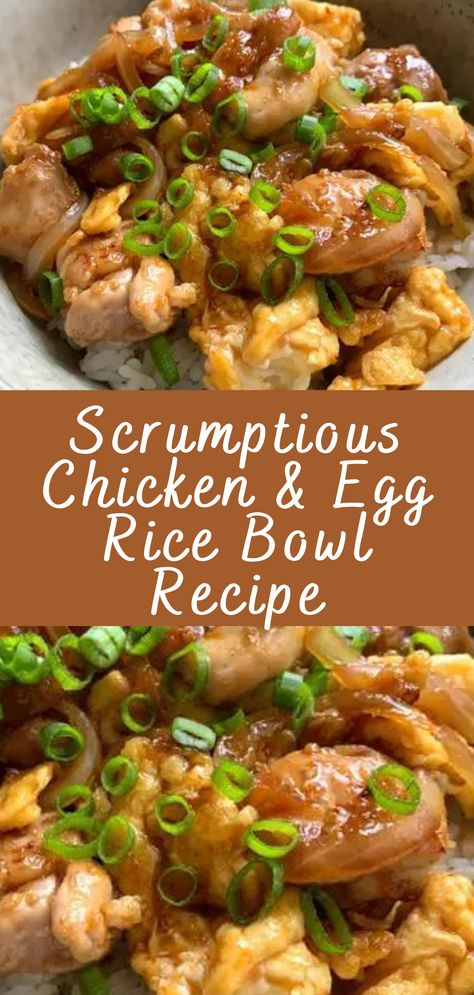 A chicken & egg rice bowl is a delicious and nutritious meal that's perfect for any time of the day. This recipe combines tender chicken, fluffy scrambled eggs, and a variety of fresh vegetables over a bed of rice, creating a satisfying and flavorful dish. Asian Chicken Rice Bowls, Egg Rice Bowl, Garlic Mushroom Sauce, Rice Bowl Recipe, Chicken With Garlic, Egg Rice, Mushroom Sauce Recipe, Fluffy Scrambled Eggs, Chicken Rice Bowls