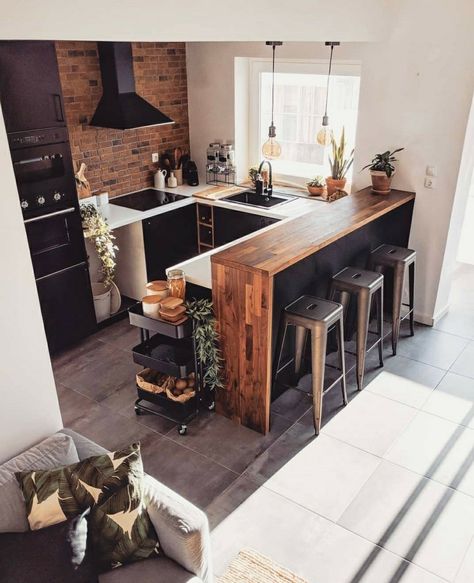 Kitchen Industrial Style, Industrial Kitchen Design, Modern Kitchen Design Open Concept, Cozy Kitchen, Kitchen Inspiration Design, Counter Tops, Rustic Kitchen, Home Decor Kitchen, Interior Design Kitchen