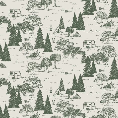 Forest Campsite Peel and Stick Removable Wallpaper | Love vs. Design Camping Wallpaper, Wallpaper Love, Wild Forest, Map Wallpaper, Matte Paint, Wallpaper Rolls, Forest Wallpaper, Apple Watch Wallpaper, Tree Wallpaper