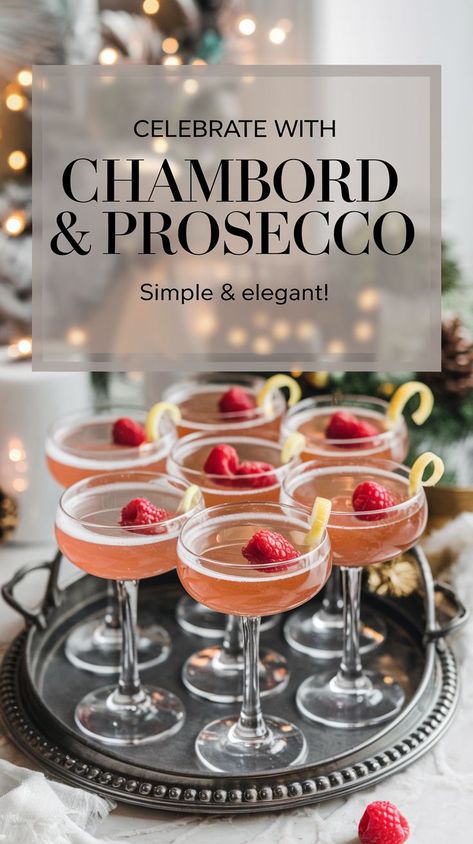 Elevate Your New Year’s Eve Recipes with This Chambord and Prosecco Recipe Easy Prosseco Cocktails, Frozen Prosecco Cocktails, Prosecco And Chambord Cocktails, Vodka Prosecco Punch, Preseco Cocktail Christmas, Champagne Based Cocktails, Christmas Drink With Prosecco, Prosecco Cocktails New Years Eve, Rose Prosecco Cocktail