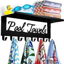 Pool Towel Racks, Pool Hooks, Pool Rack, Towel Rack Pool, Black Hooks, Pool Bathroom, Bath Robes, Hanger Organizer, Towel Racks