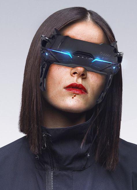 Cyberpunk Goggles, Acronym Clothing, Cyberpunk Glasses, Cyberpunk Genre, Cyberpunk Rpg, Glasses Design, Cyborgs Art, Rave Culture, Cyberpunk Girl