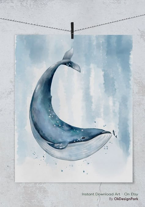 Whale Art Print, Whale Wall Art, Whale Painting, Arte Doodle, Animal Watercolor, Animal Art Print, Watercolor Decor, Sea Life Art, Wall Art Ocean