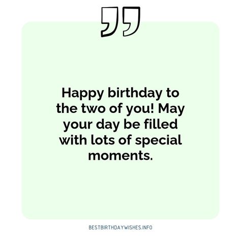 Having twins is a blessing. It is double the fun and double the love. Who doesn't love celebrating the birthday of two special people at once? This is... | # #BirthdayWishes Check more at https://www.ehindijokes.com/birthday-wishes-for-twins/ Birthday Wishes For Twins Friends, Twin Quotes Funny, Birthday Wishes For Twins, 1st Birthday Wishes, Twin Quotes, Having Twins, Birthday Wishes For Friend, Birthday Sentiments, Twin Birthday