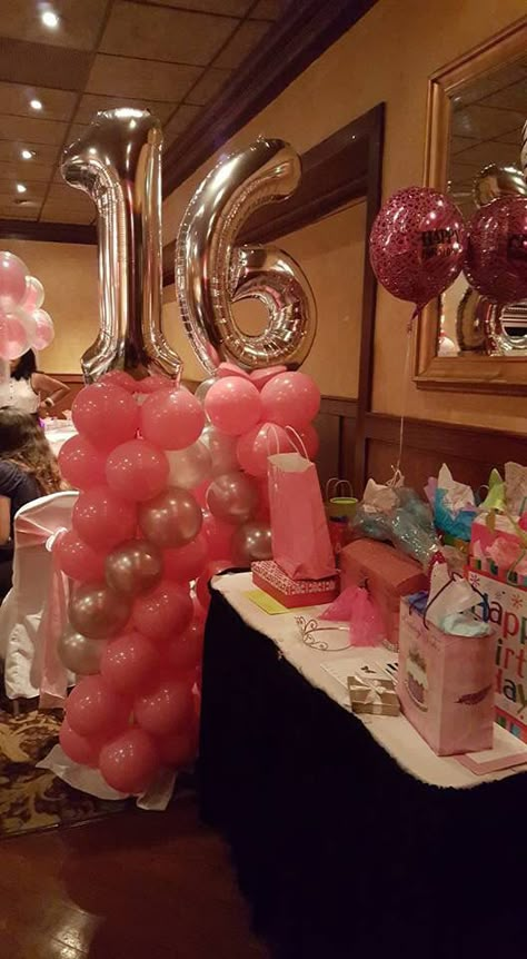 Birthday Party Present Table Ideas, Gift Table Sweet 16, Sweet 16 Gift Bags Ideas, Sweet 16 Gift Table, Sweet 16 Snack Table, Sweet 16 Table Setup, Sweet 16 Balloons, Sweet 16 Venues, Sweet 16 Presents