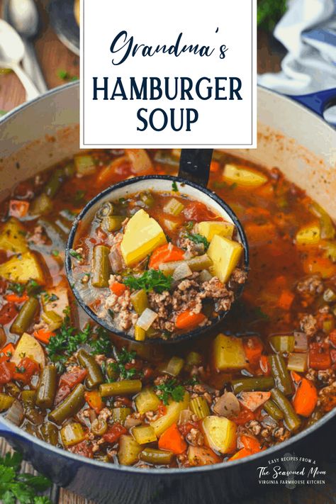 Hamburger Soup With Fresh Vegetables, Best Hamburger Vegetable Soup Recipe, Grandmas Hamburger Vegetable Soup, Hamburger Meat Vegetable Soup, Hamberburger Soup, Vegetable Hamburger Soup, Vegetable Soup With Ground Beef, Soup Ground Beef, Soup Hamburger