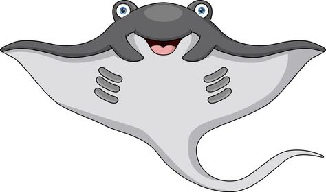 Stingray Cartoon, Cute Stingray, Stingray, Vector Art, White Background, Vector Free, Clip Art, Branding, Animals