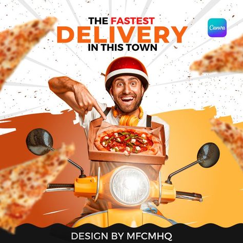 Fastest Food Delivery in this town|Canva Design #canvadesign #food Food Delivery poster..@canva Delivery Advertising, Delivery Food Design, Delivery Social Media Post, Food Delivery Design, Delivery Poster Design, Fast Delivery Creative Ads, Delivery Food, Delivery Poster, Food Home Delivery Creative Ads