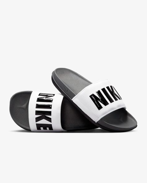 Nike Offcourt Men's Slides. Nike.com Slides Nike, Purple Day, Cool Slides, Fit Mama, Nike Slides, Middle Aged Man, Mens Slides, Slides Sandals, Block Lettering