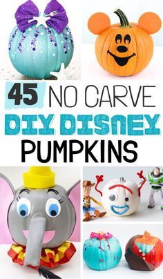 These DIY Disney No Carve Pumpkins are the perfect way for Disney lovers to celebrate the holiday season. #nocarve Disney Halloween Diy, Disney Pumpkins, Disney Pumpkin Painting, Princess Pumpkin, Carve Pumpkins, Creative Pumpkin Painting, Creative Pumpkin Decorating, Character Pumpkins, Pumpkin Decorating Contest