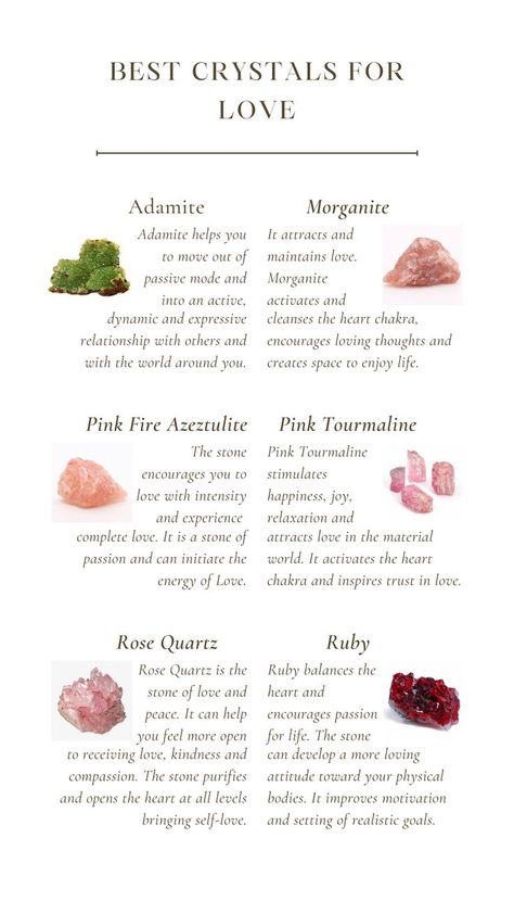 #crystals #crystalsforlove #love #adamite #morganite #pinkfireazeztulite #azeztulite #pinktourmaline #tourmaline #ruby #rosequartz #quartz Pink Morganite Crystal Meaning, Crystals For Love And Relationships, Morganite Crystal Meaning, Adamite Crystal, Morganite Meaning, Azeztulite Crystal, Manifestation 2023, Energy Stones Crystal Healing, Crystals For Love