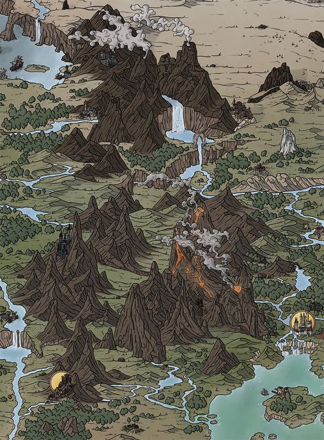 Tabletop Game Art, Map Design Fantasy Art, Dnd Fantasy Map, Fantasy Map Inspiration, Fantasy Map Design, Fantasy Map Painting, Map Fantasy Art, Simple Map Design, Dnd World Maps