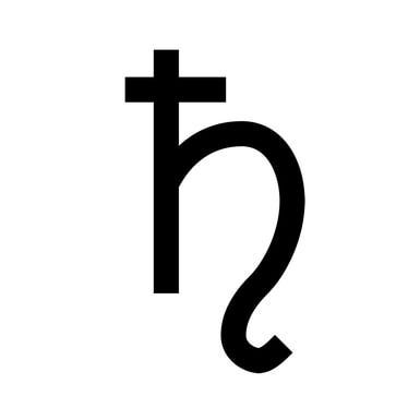 Astronomical and astrological symbol for the planet Saturn, and alchemical symbol of lead. - Lexicon/Public Domain Saturn Symbol, Air Symbol, Saturn Sign, Earth Symbols, Saturn Tattoo, Saturn Return, Feminine Symbols, Outer Planets, Alchemic Symbols