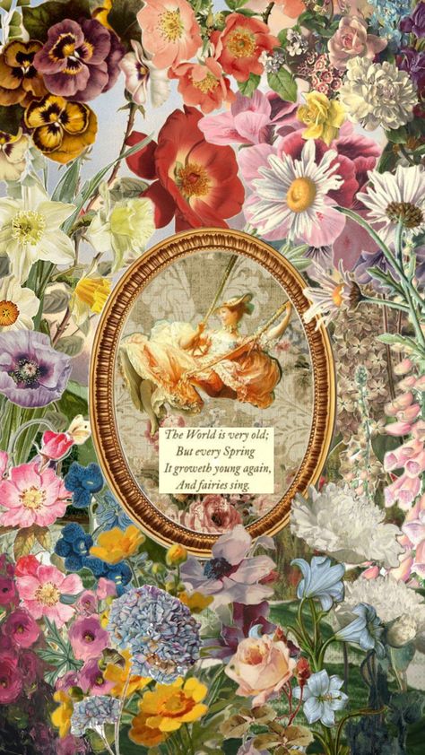 #flowers #floral #vintage #quotes #spring #aesthetic #wallpaper Spring Theme Aesthetic, Spring Vintage Wallpaper, Juliet Core Aesthetic, Spring Phone Wallpaper Aesthetic, Spring Fairy Aesthetic, Spring Widgets Aesthetic, Spring Lockscreen Aesthetic, Spring Aesthetic Quotes, Spring Wallpaper Aesthetic Vintage