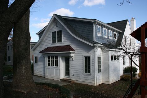 Cape Cod Rear Addition, 2 Story Addition Back Of House, Dormer Office, Two Story Addition Back Of House, Cape Addition, Addition Architecture, Gabled Dormer, Sloped Ceiling Bathroom, Cape Cod Addition Ideas