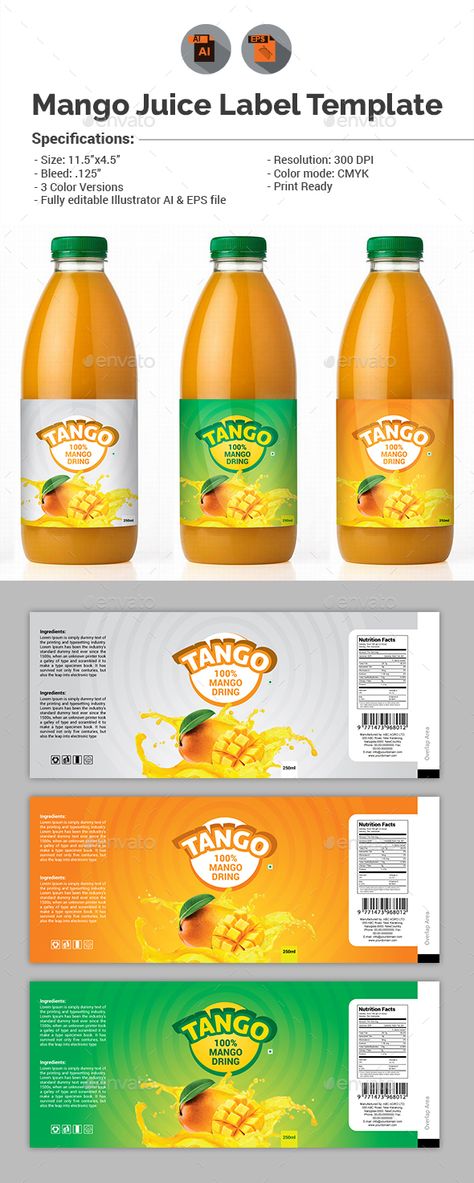 Mango Juice Label Template - Packaging Print Templates.Download here: http://graphicriver.net/item/mango-juice-label-template/15609124?ref=arroganttype Mango Juice Packaging Design, Mango Juice Packaging, Juice Bottle Label Design, Drink Label Design, Juice Label Design, Label Minuman, Label Botol, Amla Juice, Label Produk