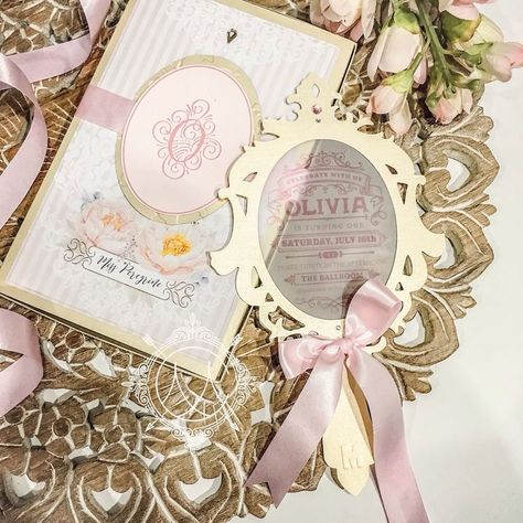 Birthday Invitations Princess, Mirror Invitations, Princess Themed Birthday Party, Princess Party Invitations, Belle Birthday, Quince Invitations, Fairytale Party, Beauty And The Beast Party, Princess Birthday Invitations