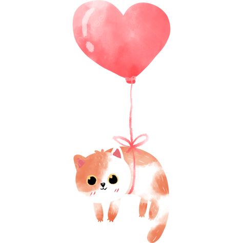 Cat With Balloon, Balloon Cat, Cat Balloon, Valentine Illustration, Balloon Vector, Cat Baby Shower, Cat Balloons, Valentine's Day Illustration, Couple Clipart