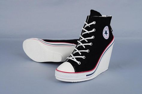 Converse "wedges" Converse Wedge, Converse Wedges, Converse Heels, Shoes Wedges Sneakers, Heel Sneakers, Wedge Heel Sneakers, Shoes Outfit Fashion, Prom Heels, Shoes Heels Wedges