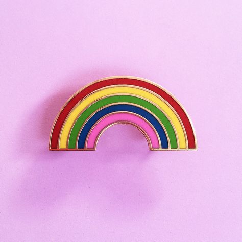 rainbow pin - ban.do Gold Enamel Brooch Pin, Rainbow Brooch, Bill Potts, Vintage Multicolor Enamel Pin, Rainbow Enamel Pin, Pride Pins, Rainbow Pin, Mabel Pines, Pin Game