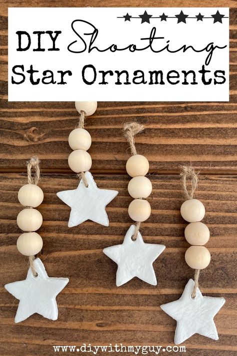 DIY Shooting Star Clay Ornaments - Scandi Christmas - DIY With My Guy Air Clay Ornaments, Diy Air Clay, Neutral Christmas Tree, Air Clay, Star Ornaments, Diy Christmas Tree Ornaments, Neutral Christmas, Scandi Christmas, Tree Themes