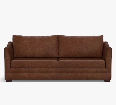 Celeste Leather Sofa #potterybarn Deep Seat Sofa, Queen Sleeper Sofa, Leather Sleeper Sofa, Pull Out Bed, Kiln Dried Wood, Mattress Springs, Room Interior Design, Free Interior Design, Mirror Art