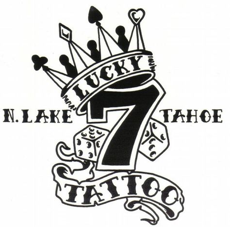 Number 7 With Crown Tattoo, Lucky 7 Tattoo Design, Lucky 7 Tattoo, Coronas Tattoo, Luck Tattoo, 7 Tattoo, 7 Logo, Gambling Machines, Omerta Tattoo