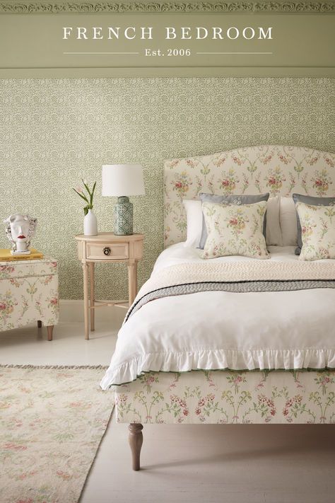 Handmade and exclusive to French Bedroom, the Windsor Garden Collection features delicate garlands of roses, lilies, and cornflowers, together with ornate scrolls. Modern Neutral Bedroom, Neutral Bedroom Ideas, Bedroom Cream, Fabric Upholstered Bed, Neutral Bedrooms, Luxury Mattresses, French Bedroom, Super King Size Bed, Neutral Bedroom