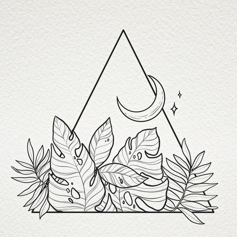 Tropical leaves and monstera tattoo design line art cute plant mom Plant Geometric Tattoo, Boho Geometric Tattoo, Tiny Monstera Tattoo, Geometric Botanical Tattoo, House Plant Tattoos, Tropical Plants Drawing, Plants Tattoo Design, Monstera Tattoo Design, Monstera Leaf Drawing