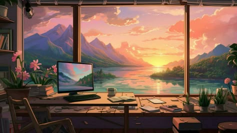 Aesthetic Room Wallpaper Laptop, Lofi Art Wallpaper Desktop, Cozy Lofi Wallpaper, Coding Wallpaper For Laptop, Lofi Wallpaper Laptop, Lofi Background Desktop, Lofi Wallpaper Ipad, Lofi Wallpapers Desktop, Illustration Wallpaper Desktop