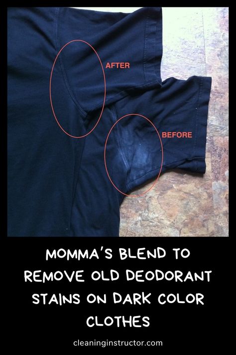 How To Clean Pit Stains, Laundry Stain Hacks, Underarm Stain Remover, Clean Deodorant Stains, Armpit Deodorant Stain Remover, How To Remove Deodorant Stains Clothing, Pit Stains On Colored Shirts, How To Get Out Deodorant Stains, Get Rid Of Deodorant Stains