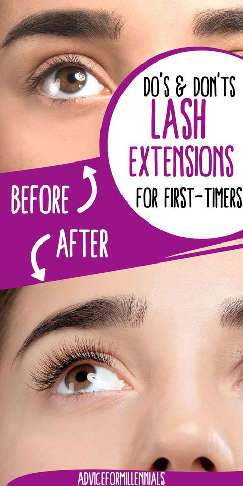 Do's & Don'ts lash extensions for first-timers Getting Eyelash Extensions, How To Put On Eye Lash Extensions, Eyelash Extensions Types Curls, Best Natural Eyelashes Fake Lashes, Wedding Eyelashes Extensions, Sleeping With Lash Extensions, First Time Eyelash Extensions, Tips For Lash Extensions, How To Place Lash Extensions