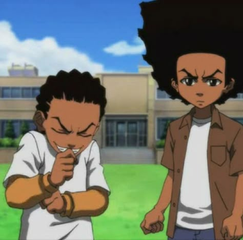 The Doonbocks, Riley Freeman Outfits, Riley And Huey Freeman Matching Pfp, Boondocks Riley And Huey, Halloween Costumes Celebrities, Boondocks Comic, Celebrities Halloween Costumes, Boondocks Anime, Celebrity Ear Piercings