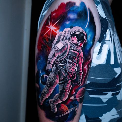 Just completed this space and astronaut tattoo! The colors and details really bring this cosmic scene to life. Grateful for the opportunity to create such a vibrant and out-of-this-world piece. What do you think of this galactic journey on skin? 💫 If you would like to see this piece been created go over to my YouTube channel via the link in my description and watch it all. #TattooArt #SpaceTattoo #AstronautTattoo #TattooArtist #Inked #TattooTimelapse #ColorTattoo #TattooInspiration #Cosmi... Tattoo Time Lapse, Cosmic Tattoo, Astronaut Tattoo, Space Tattoo, Color Tattoo, Space Art, Tattoo Artists, Art Tattoo, Bring It On