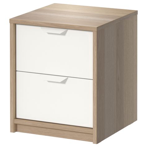 ASKVOLL 2-drawer chest - IKEA Beech Bedside Table, Wide Bedside Table, Easy Bed, Bed Frame Plans, Panel Blinds, Unique Photos, Simple Bed, White Chests, Floral Bedding