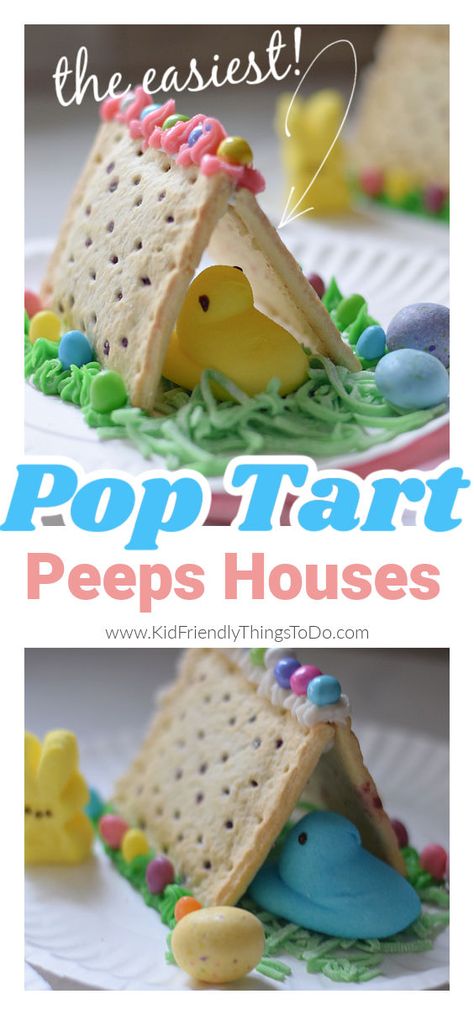 Pop Tart House, Graham Cracker House, Peeps Crafts, Idea For Easter, Cracker House, Easter Snacks, Pop Tart, Edible Crafts, Easter Wallpaper