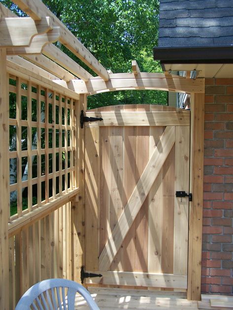 Gate Pergola, Backyard Additions, Backyard Gate, Wooden Gate Designs, Cedar Gate, Wooden Fence Gate, Wood Gates, Wooden Garden Gate, Backyard Gates