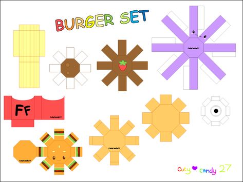 Burger Meal Papercraft by CutyCandy27 3d Paper Food Templates, Paper Food Templates, Papercraft Food, Twilight Sparkle Equestria Girl, Paper Folding Crafts, Barbie Paper Dolls, Food Template, Paper Food, Paper Dolls Clothing