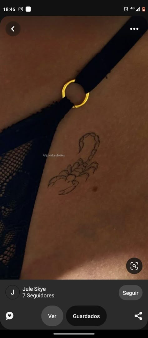 Scorpion Lower Back Tattoo, Delicate Scorpio Tattoo, Dainty Scorpion Tattoo, Simple Scorpion Tattoo Outline, Scorpion Tattoo Placement, Blossom Tree Tattoo, Tattoo Time, Scorpio Tattoo, Scorpion Tattoo